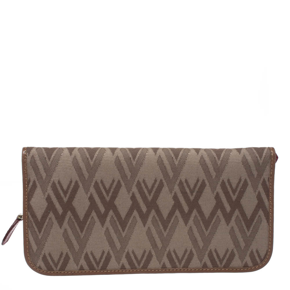 Valentino Tri Color Canvas and Leather Continental Wallet Valentino Tri Color Canvas and Leather Continental Wallet