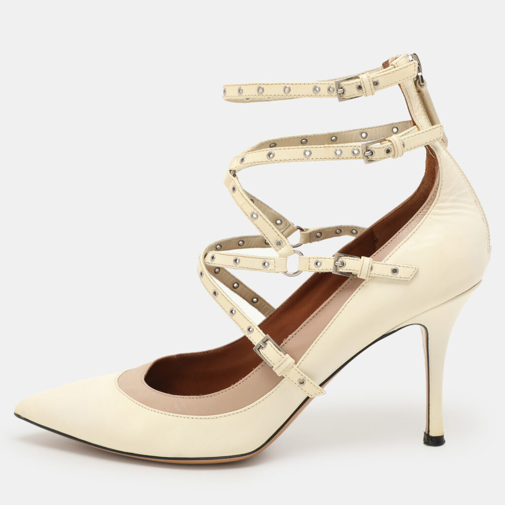 Valentino Cream Leather Love Latch Ankle Strap Pumps Size 39 Valentino Cream Leather Love Latch Ankle Strap Pumps Size 39