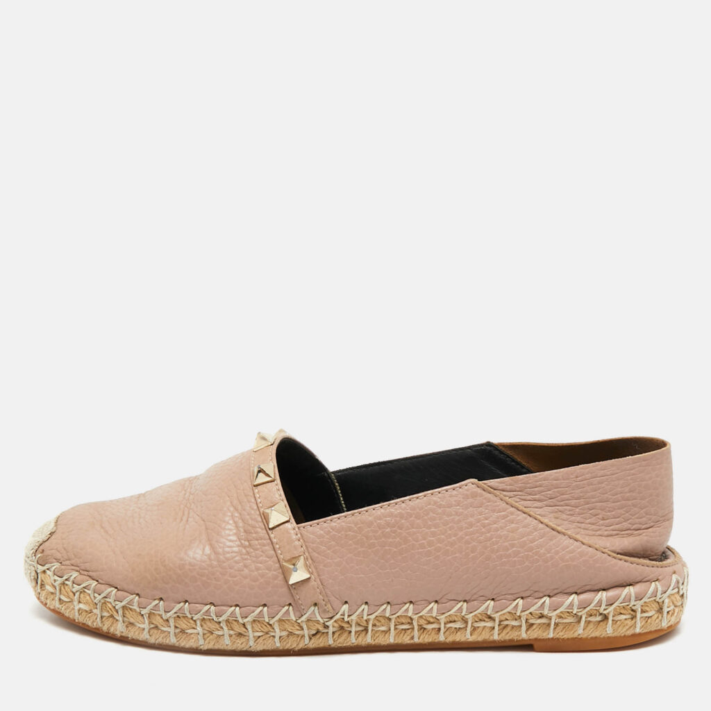 Valentino Dusty Pink Leather Rockstud Espadrille Flats Size 36 Valentino Dusty Pink Leather Rockstud Espadrille Flats Size 36