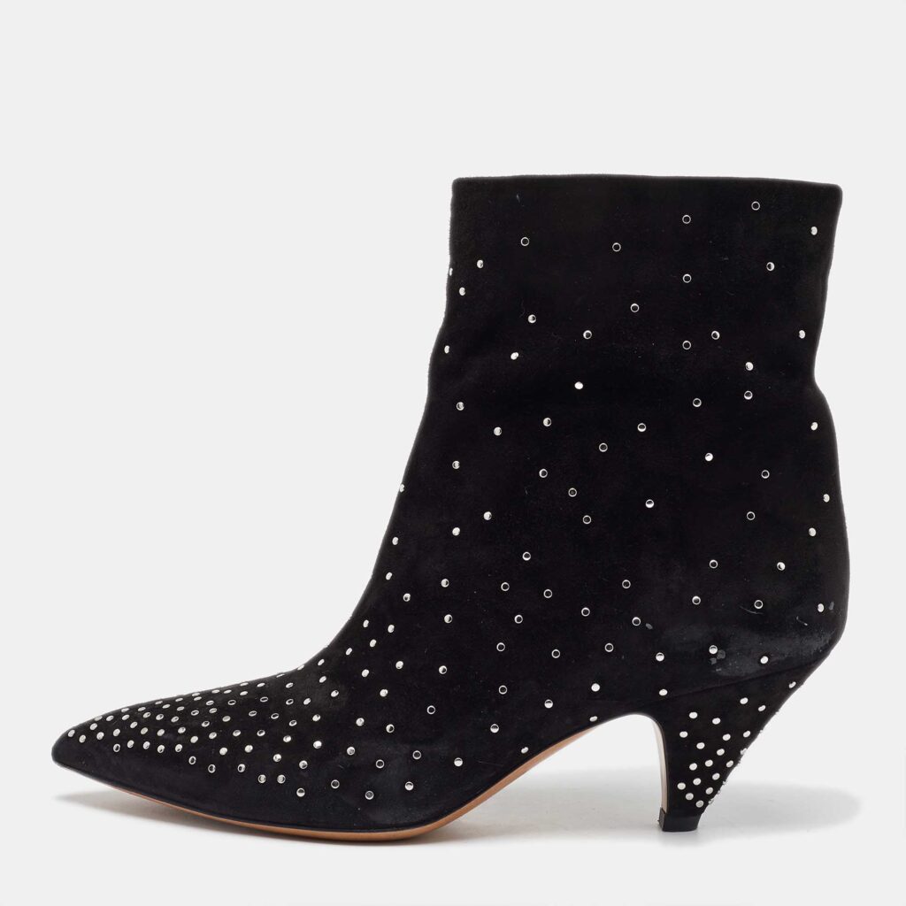 Valentino Black Suede Rockstud Ankle Boots Size 39.5
