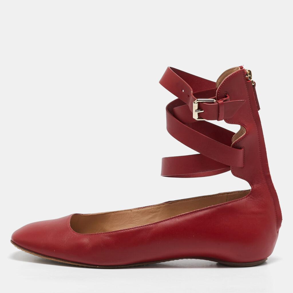 Valentino Red Leather Ankle Strap Ballet Flats Size 40 Valentino Red Leather Ankle Strap Ballet Flats Size 40