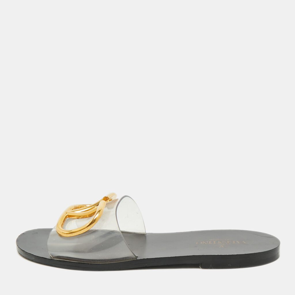 Valentino Transparent PVC VLogo Slide Sandals Size 36