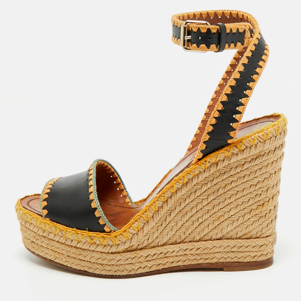 Valentino Navy Blue Leather Esapadrille Wedge Sandals Size 36 Valentino Navy Blue Leather Esapadrille Wedge Sandals Size 36