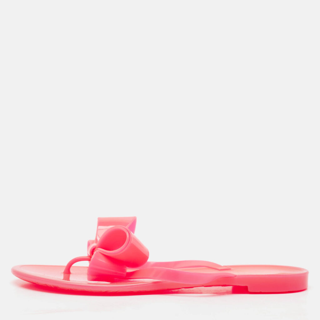 Valentino Red Jelly Bow Accents Slide Flats Size 37 Valentino Red Jelly Bow Accents Slide Flats Size 37