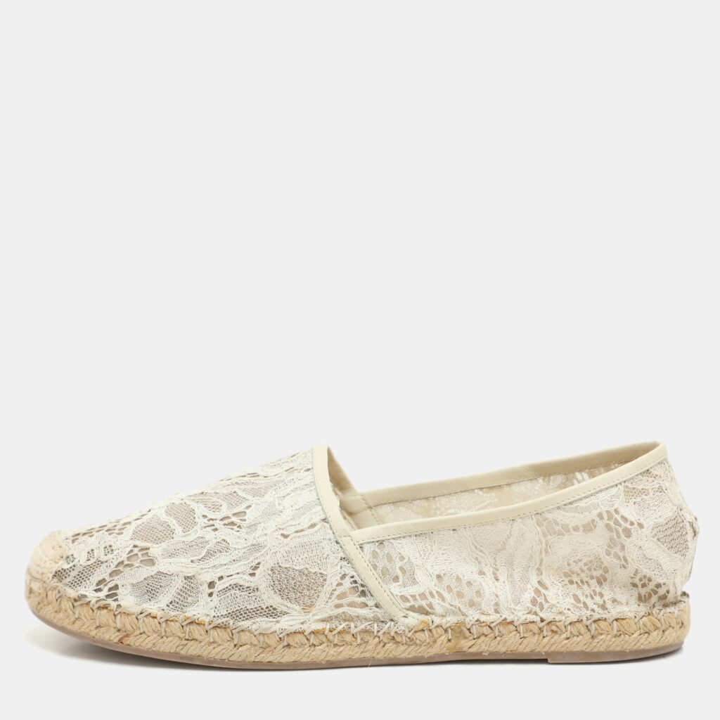 Valentino White Lace Espadrille Flats Size 40