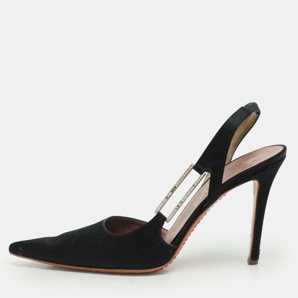 Valentino Black Satin D'orsay Slingback Pumps Size 40 Valentino Black Satin D'orsay Slingback Pumps Size 40