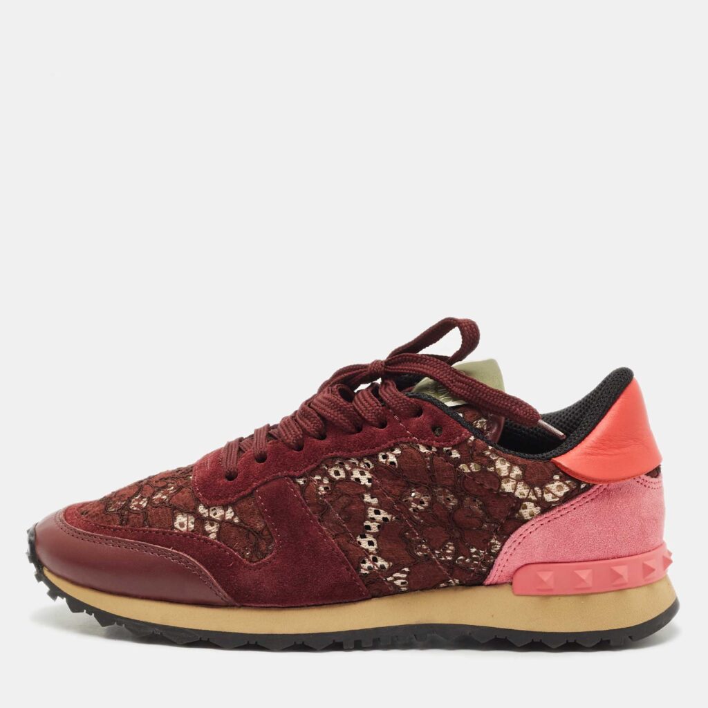Valentino Multicolor Lace and Leather Rockrunner Sneakers Size 38 Valentino Multicolor Lace and Leather Rockrunner Sneakers Size 38