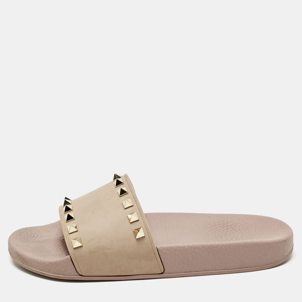 Valentino Dusty Pink Rubber Rockstud Slides Size 38 Valentino Dusty Pink Rubber Rockstud Slides Size 38