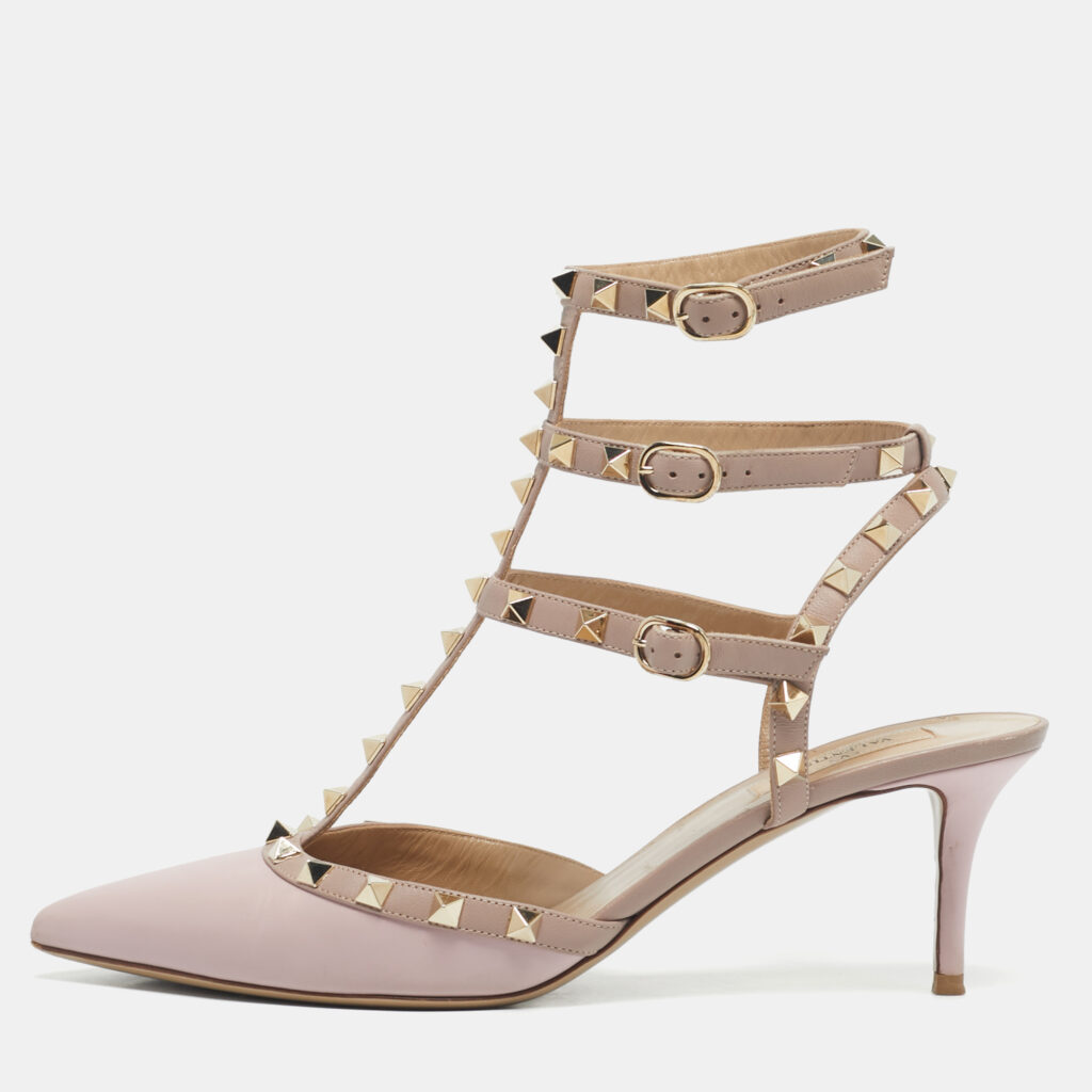 Valentino Blush Pink Leather Rockstud Ankle Strap Pumps Size 41 Valentino Blush Pink Leather Rockstud Ankle Strap Pumps Size 41