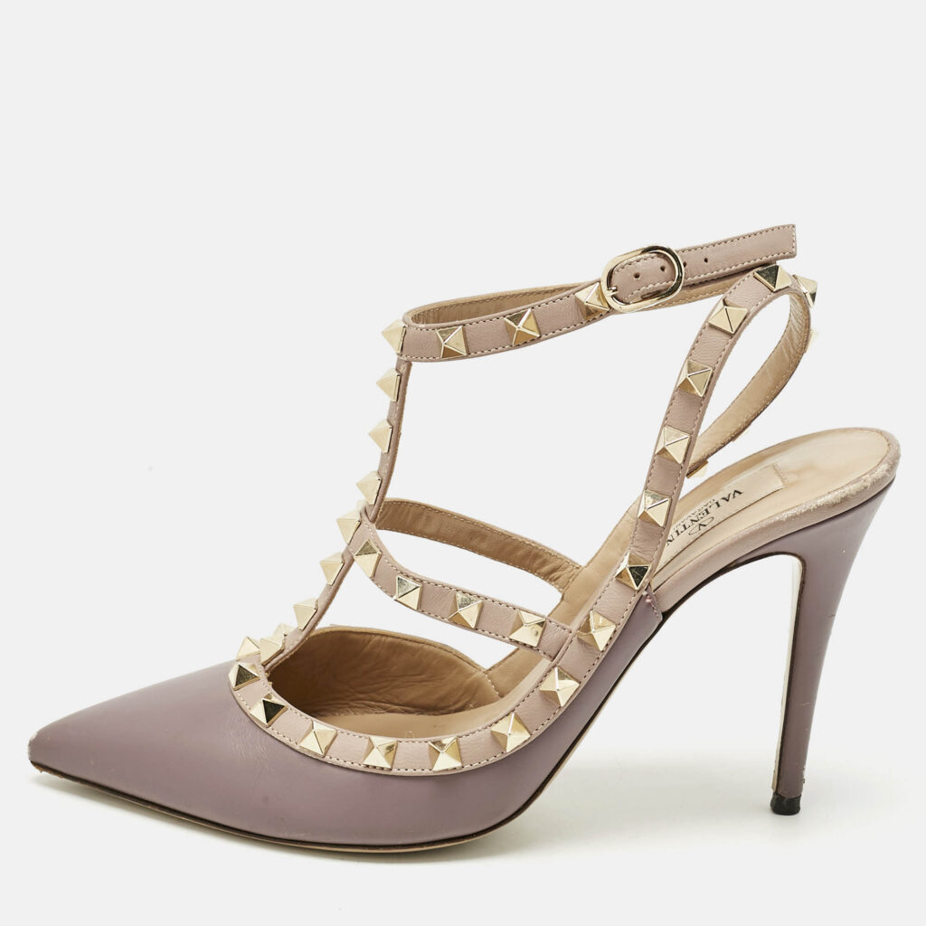 Valentino Pale Purple Leather Rockstud Ankle Strap Pumps Size 38.5 Valentino Pale Purple Leather Rockstud Ankle Strap Pumps Size 38.5
