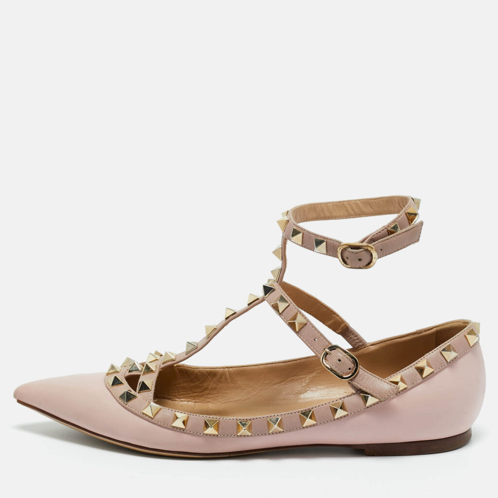 Valentino Pink Leather Rockstud Ballet Flats Size 37 Valentino Pink Leather Rockstud Ballet Flats Size 37