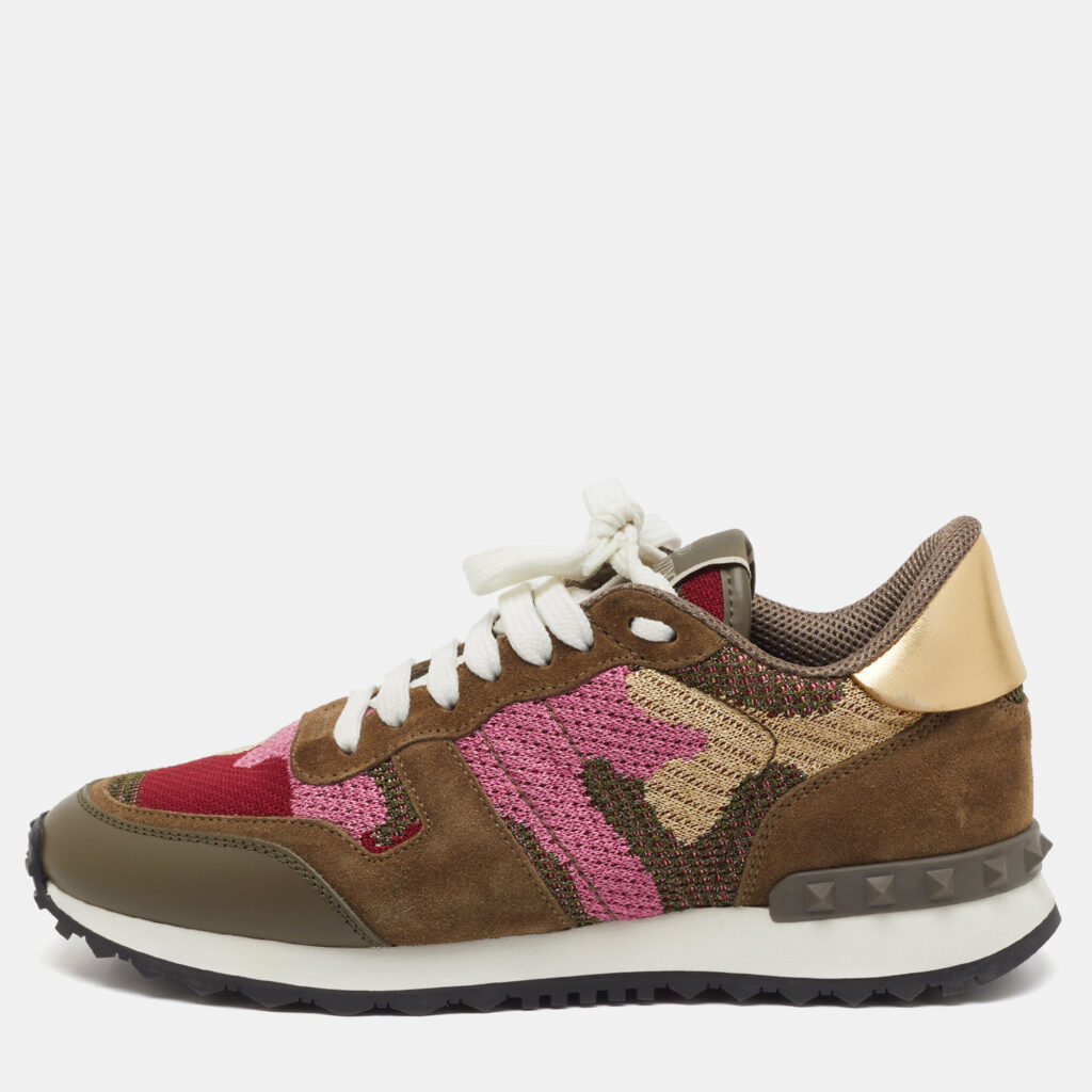 Valentino Multicolor Suede, Leather and Knit Fabric Rockrunner Sneakers Size 37 Valentino Multicolor Suede, Leather and Knit Fabric Rockrunner Sneakers Size 37