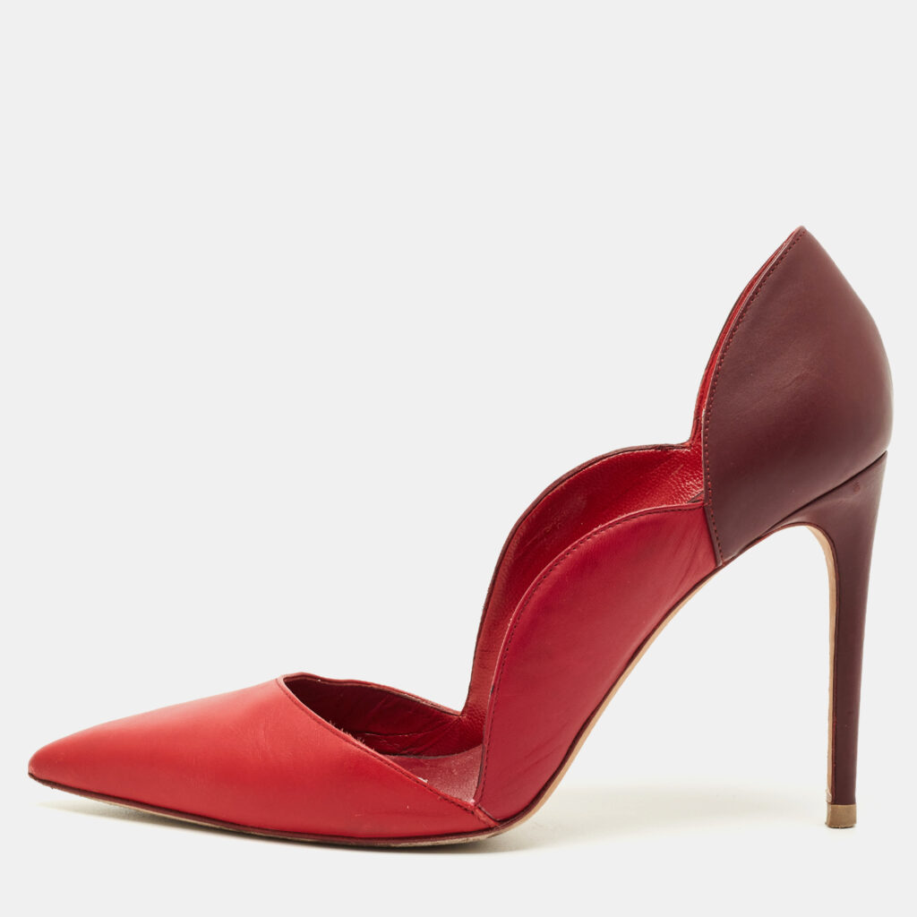 Valentino Burgundy/Red Leather Pointed Toe Pumps Size 40