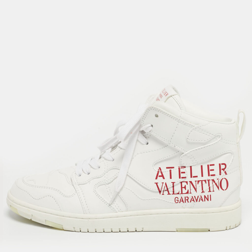 Valentino White Leather Atelier High Top Sneakers Size 40
