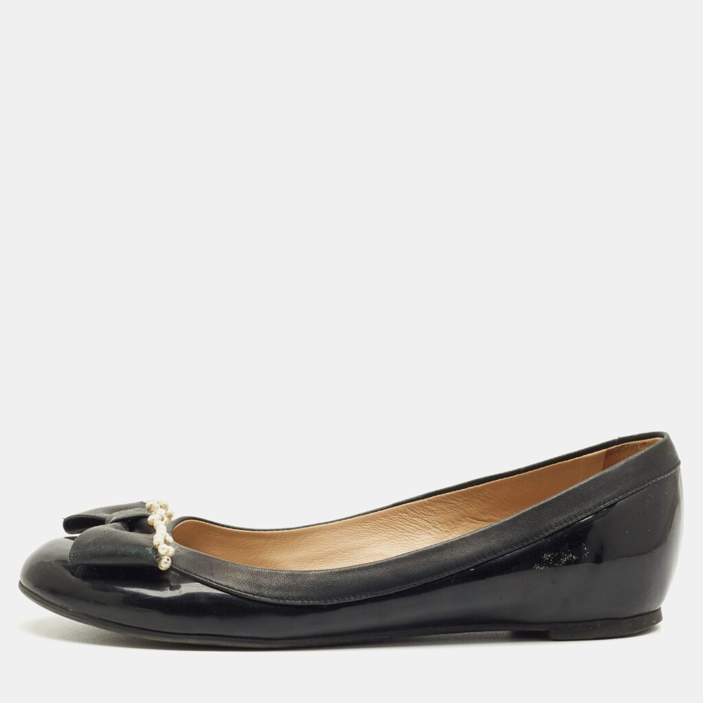 Valentino Black Leather Bow Ballet Flats Size 38.5 Valentino Black Leather Bow Ballet Flats Size 38.5