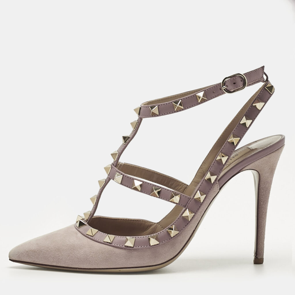 Valentino Beige Suede Rockstud Ankle Strap Pumps Size 39.5 Valentino Beige Suede Rockstud Ankle Strap Pumps Size 39.5