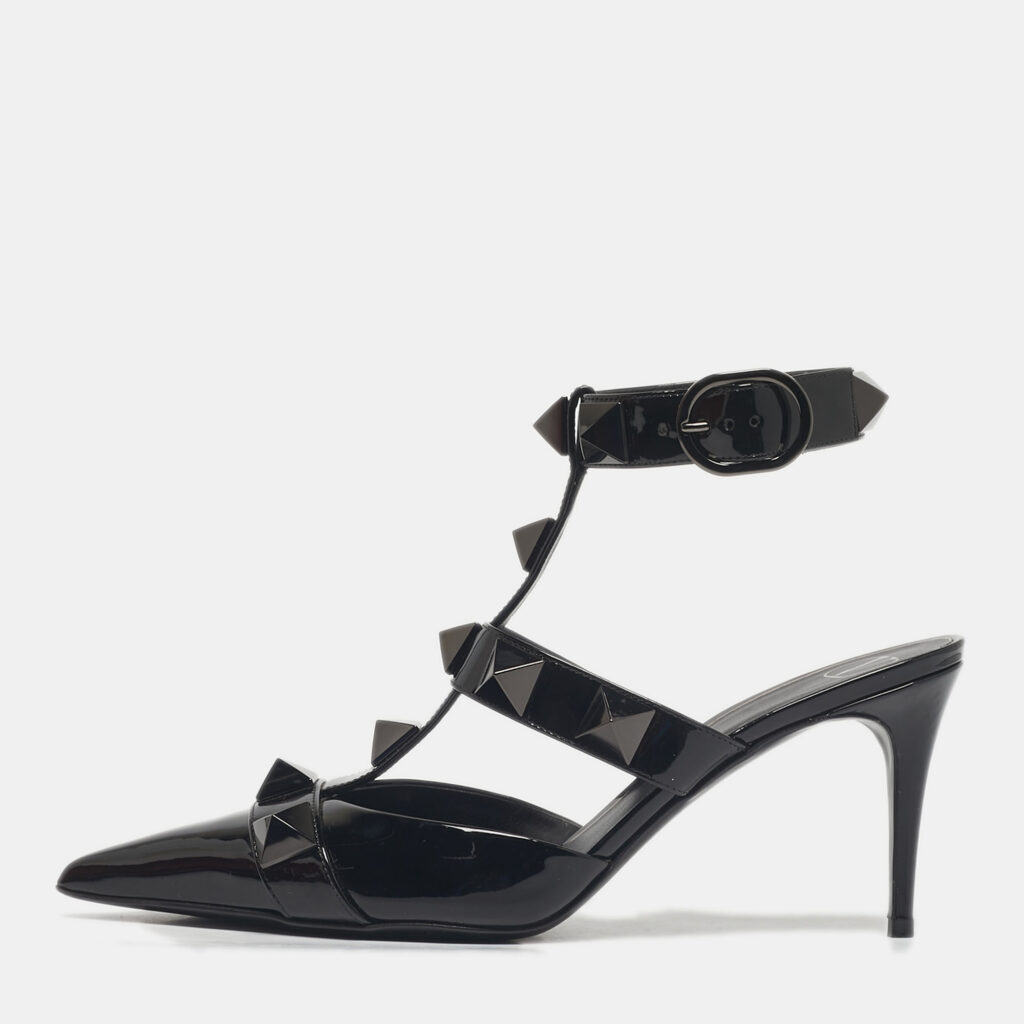 Valentino Black Patent Leather Roman Stud Pumps Size 40.5