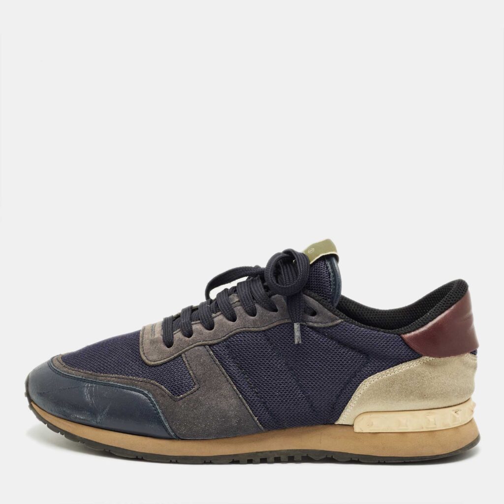 Valentino Blue Leather and Mesh Rockrunner Lace Up Sneakers Size 42 Valentino Blue Leather and Mesh Rockrunner Lace Up Sneakers Size 42