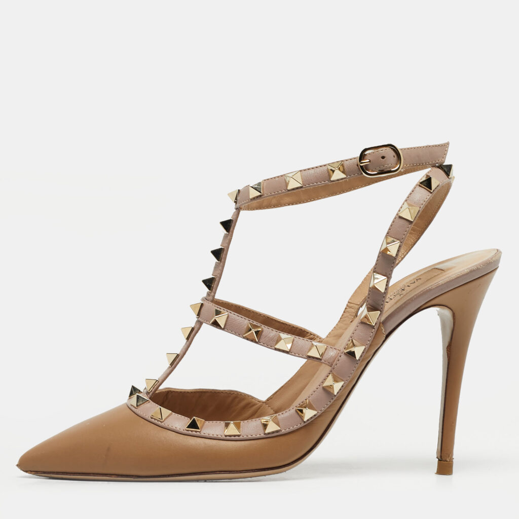Valentino Beige Suede Rockstud Ankle Strap Pumps Size 39 Valentino Beige Suede Rockstud Ankle Strap Pumps Size 39
