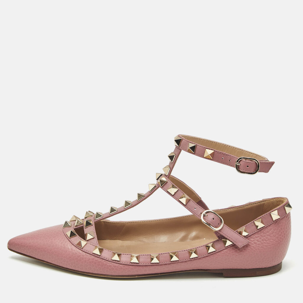 Valentino Pink Leather Rockstud Caged Ballet Flats Size 36 Valentino Pink Leather Rockstud Caged Ballet Flats Size 36