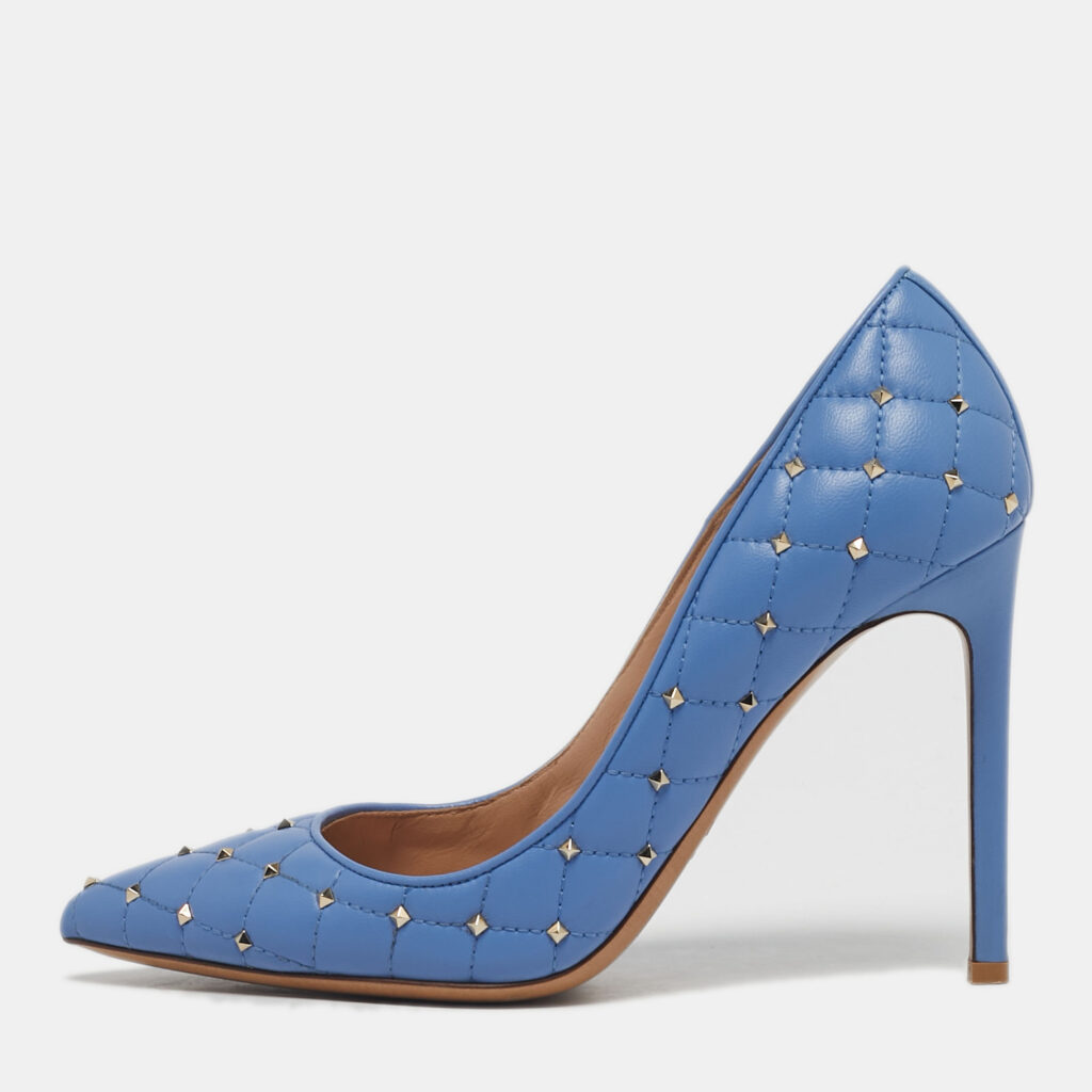 Valentino Blue Quilted Leather Rockstud Spike Pumps Size 38 Valentino Blue Quilted Leather Rockstud Spike Pumps Size 38