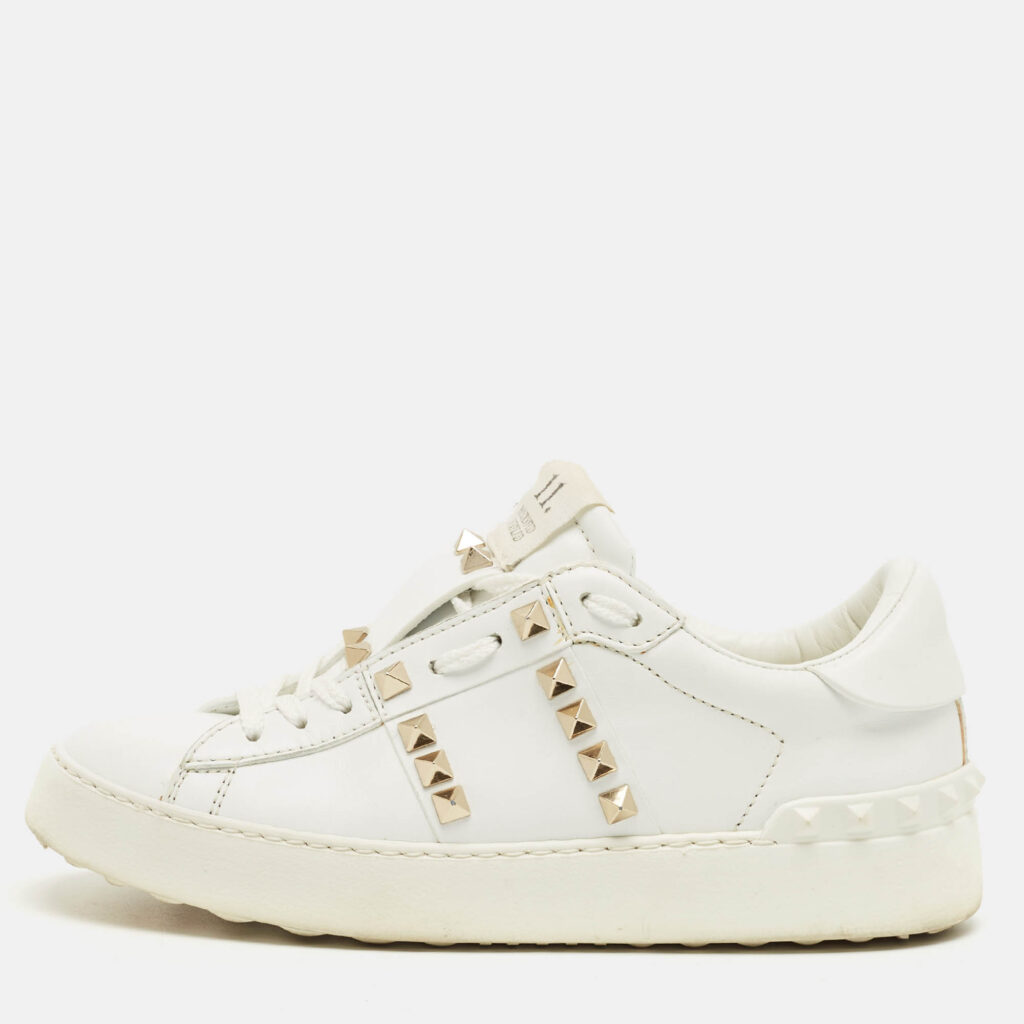 Valentino White Leather Rockstud Untitled Low Top Sneakers Size 34 Valentino White Leather Rockstud Untitled Low Top Sneakers Size 34