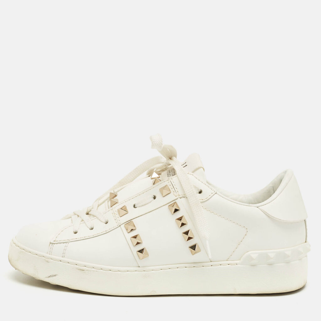 Valentino White Leather Untitled Low Top Sneakers Size 37.5