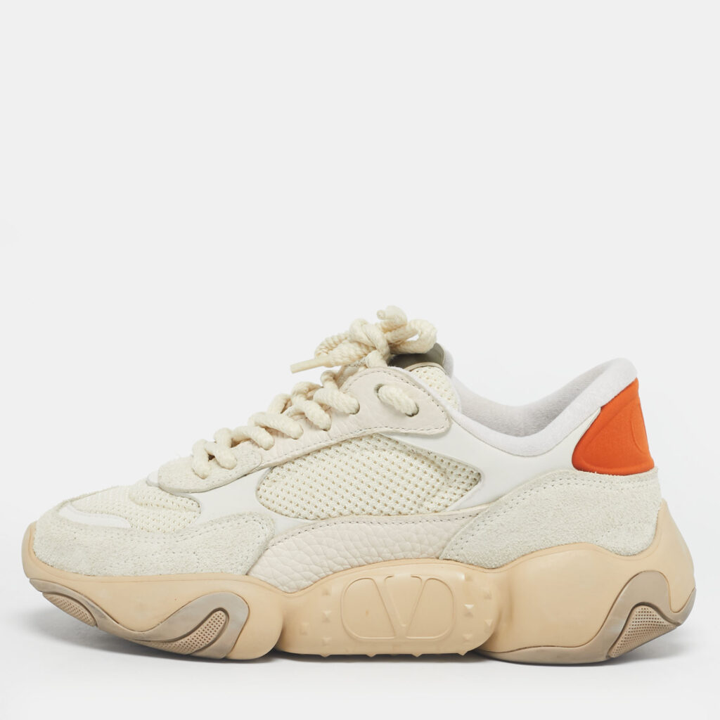 Valentino White/Grey Fabric and Suede Bubbleback Lace Up Sneakers Size 35 Valentino White/Grey Fabric and Suede Bubbleback Lace Up Sneakers Size 35