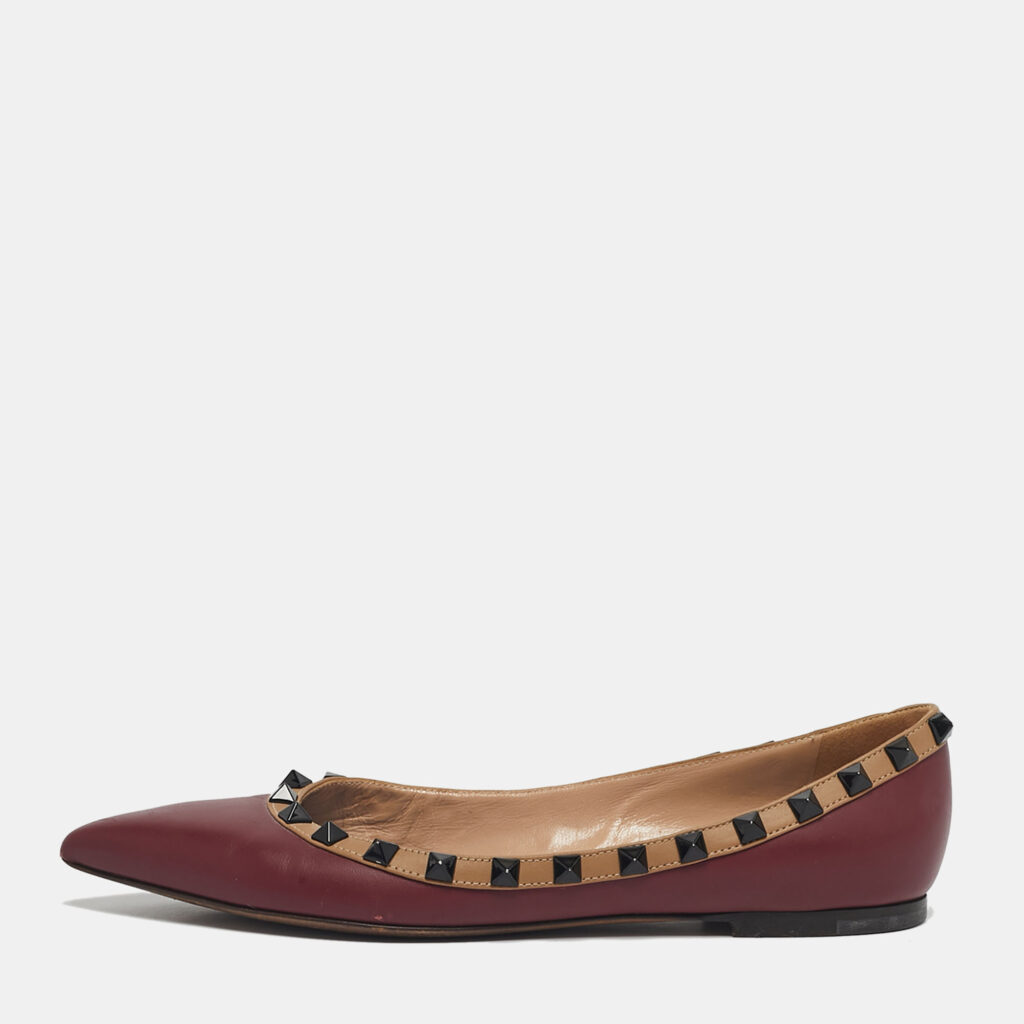 Valentino Burgundy Leather Rockstud Ballet Flats Size 36 Valentino Burgundy Leather Rockstud Ballet Flats Size 36