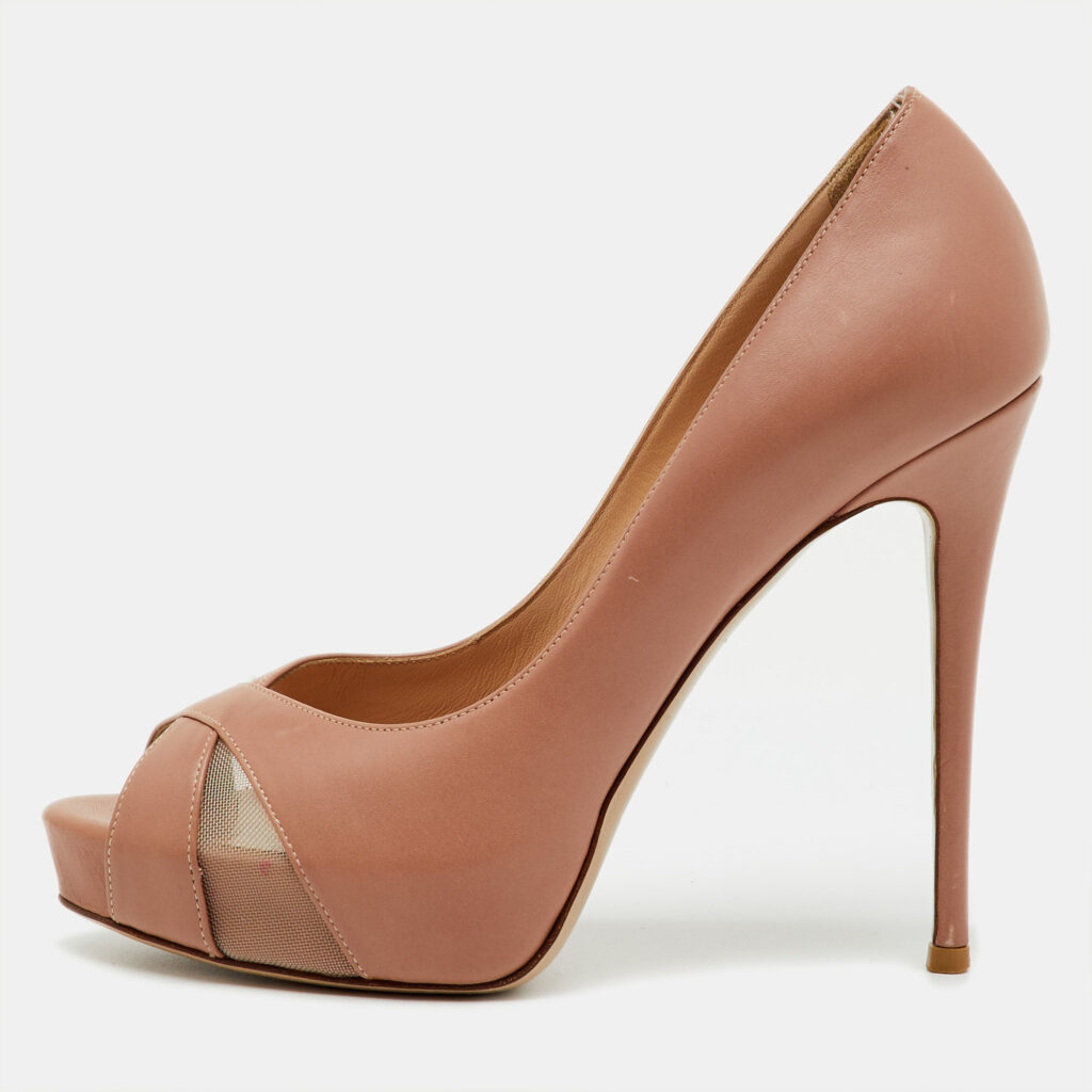 Valentino Dusty Pink Leather Peep Toe Platform Pumps Size 37 Valentino Dusty Pink Leather Peep Toe Platform Pumps Size 37