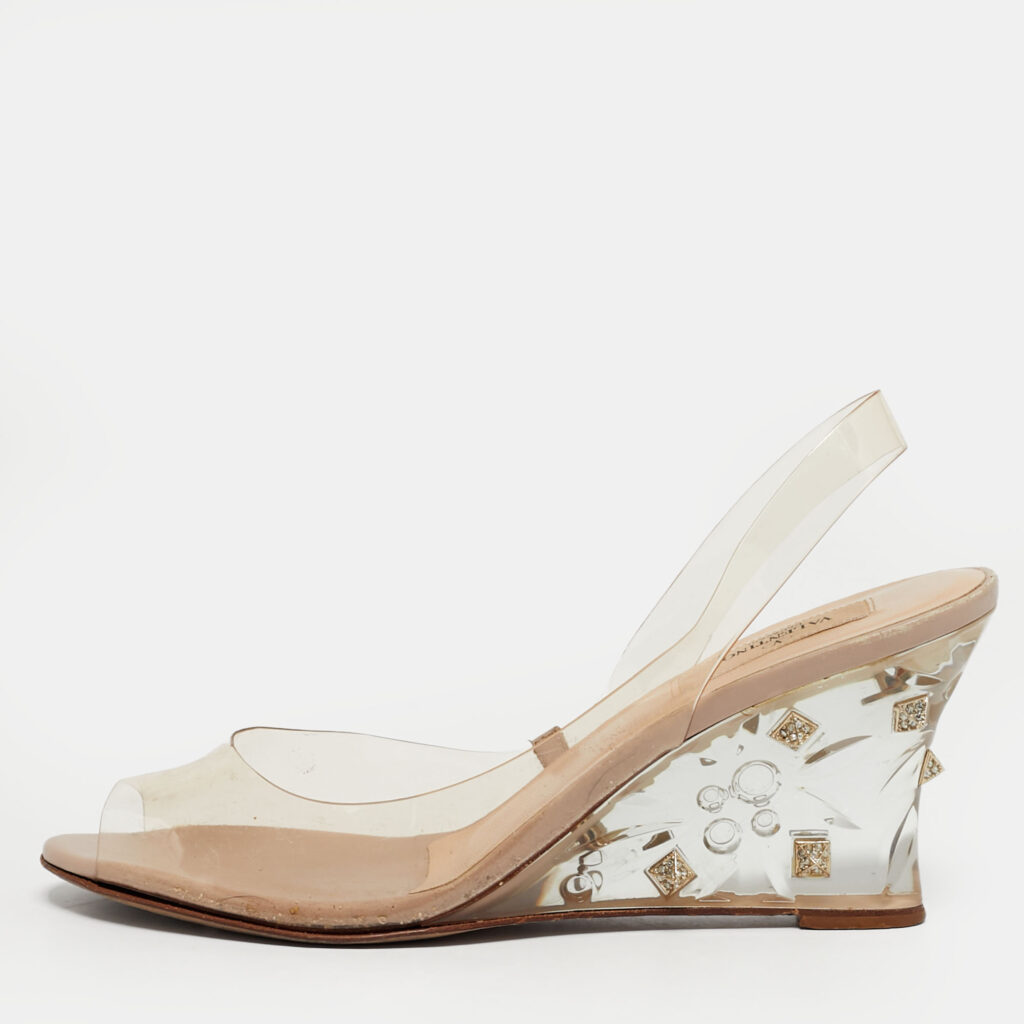 Valentino Transparent PVC Rockstud Slingback Wedge Pumps Size 39 Valentino Transparent PVC Rockstud Slingback Wedge Pumps Size 39