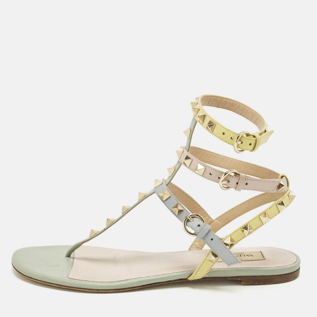 Valentino Rockstud Size 39 Multicolor Leather Ankle Strap Sandals Valentino Rockstud Size 39 Multicolor Leather Ankle Strap Sandals