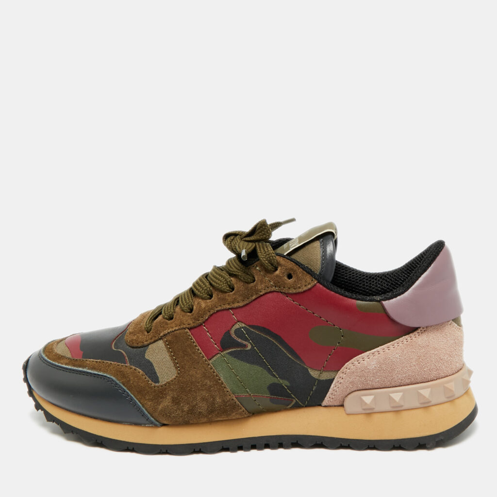 Valentino Lace Rockrunner Size 37.5 Multicolor Leather and Suede Lace Up Sneakers Valentino Lace Rockrunner Size 37.5 Multicolor Leather and Suede Lace Up Sneakers