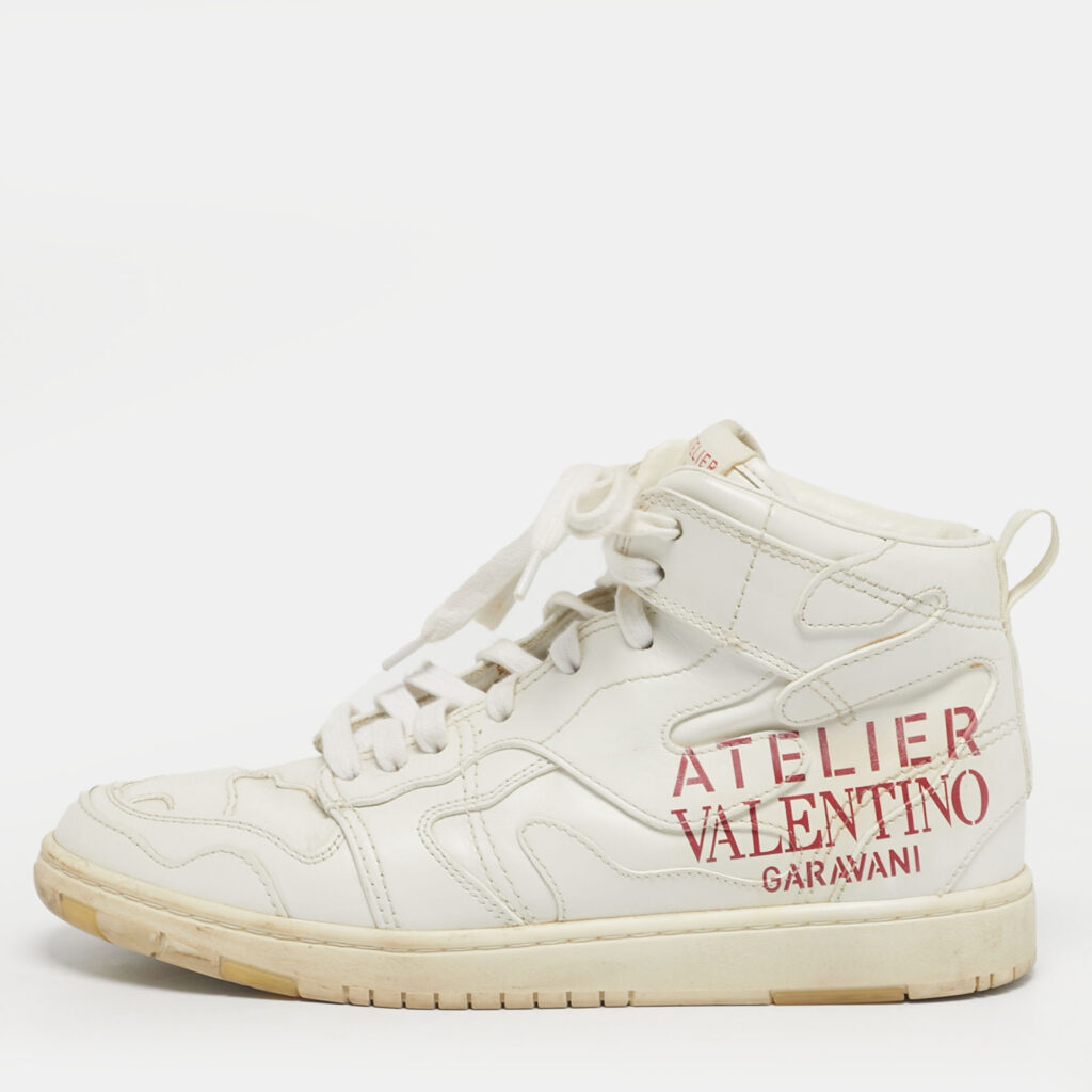 Valentino Atelier Size 38 White Leather High Top Sneakers