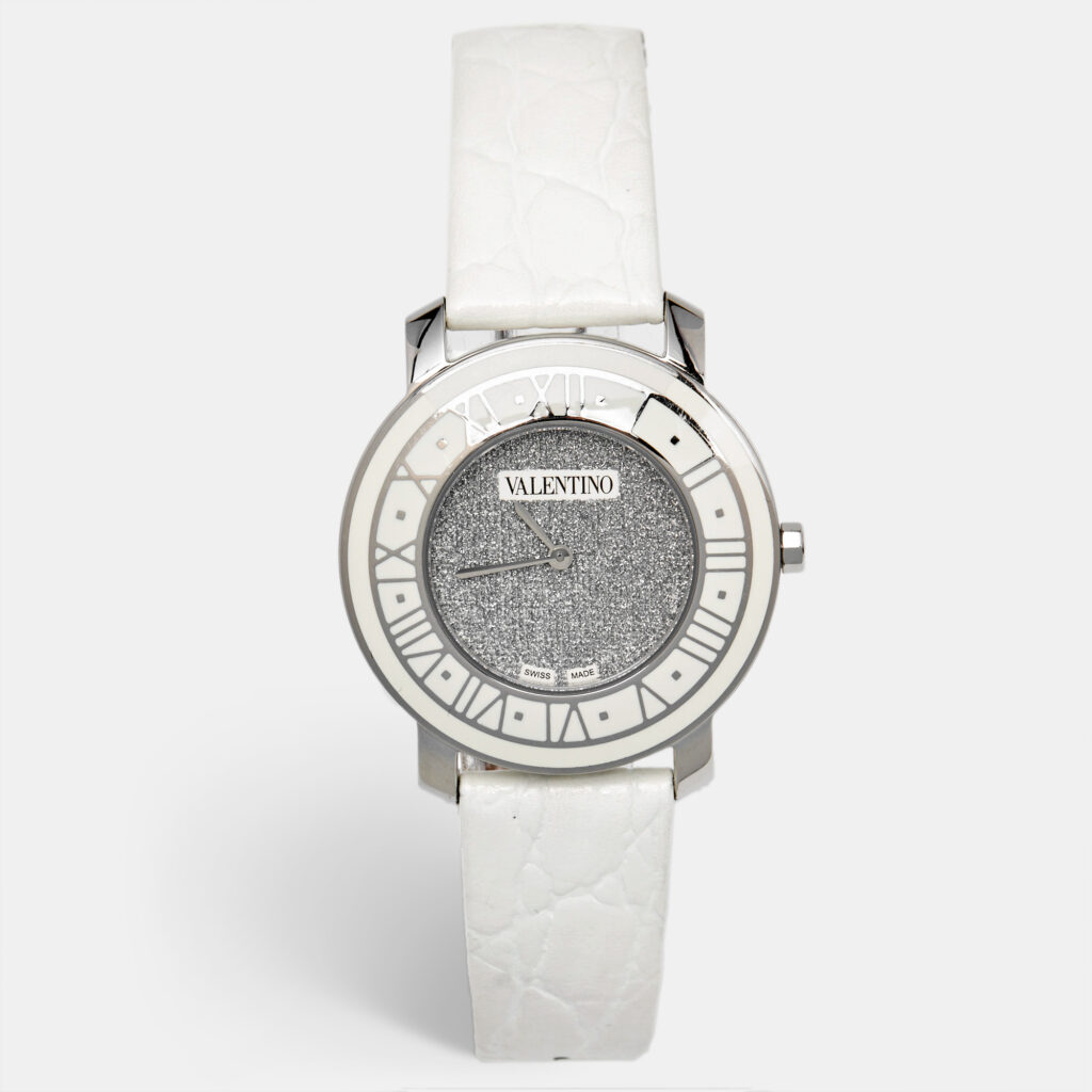 Valentino Histoire Metallic Grey Dial Stainless Steel Enamel Embossed Leather Women's Wristwatch 37 mm Valentino Histoire Metallic Grey Dial Stainless Steel Enamel Embossed Leather Women's Wristwatch 37 mm