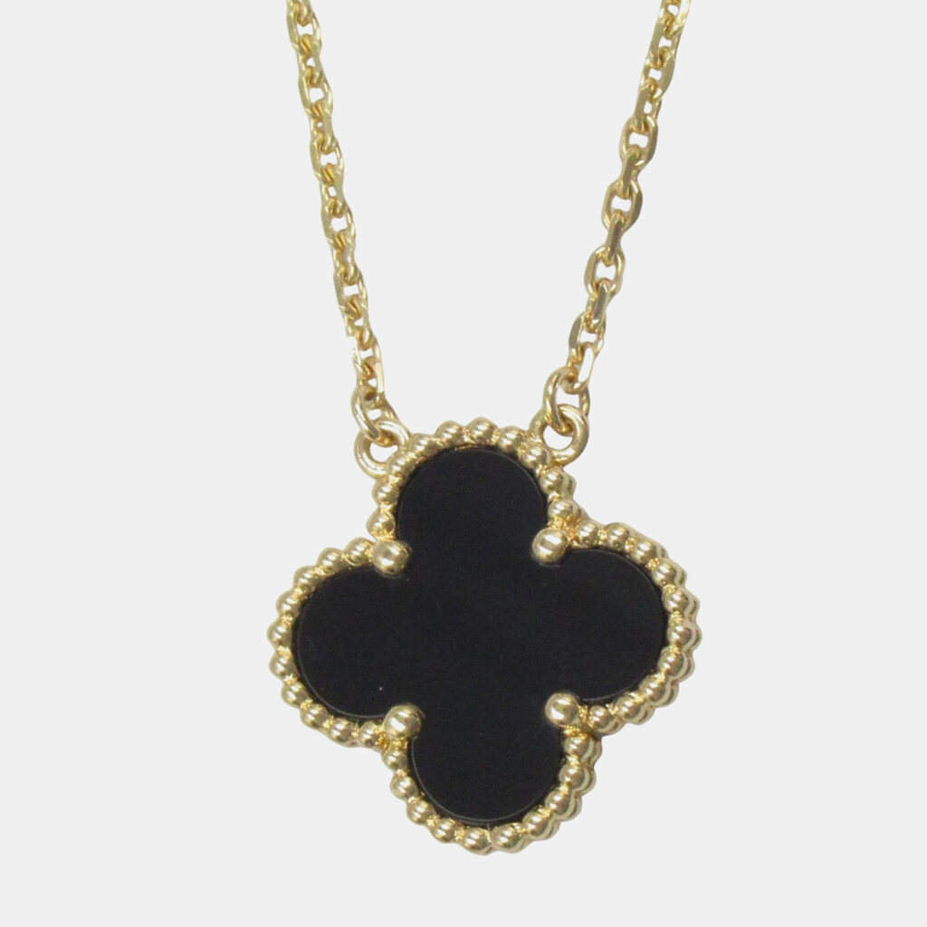 Van Cleef & Arpels Vintage Alhambra 18K Yellow Gold Onyx Necklace Van Cleef & Arpels Vintage Alhambra 18K Yellow Gold Onyx Necklace