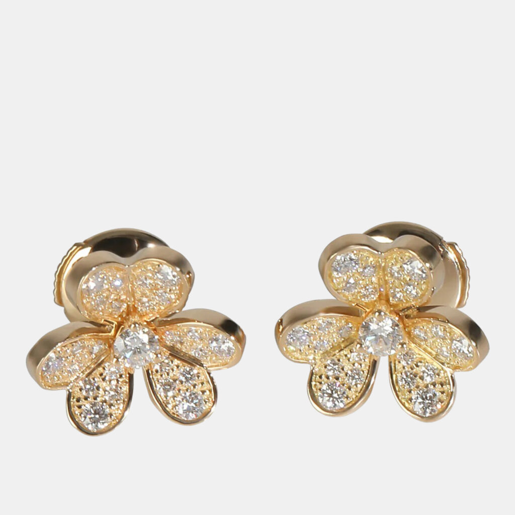 Van Cleef & Arpels Frivole Mini Model 18K Yellow Gold Diamond Earring Van Cleef & Arpels Frivole Mini Model 18K Yellow Gold Diamond Earring