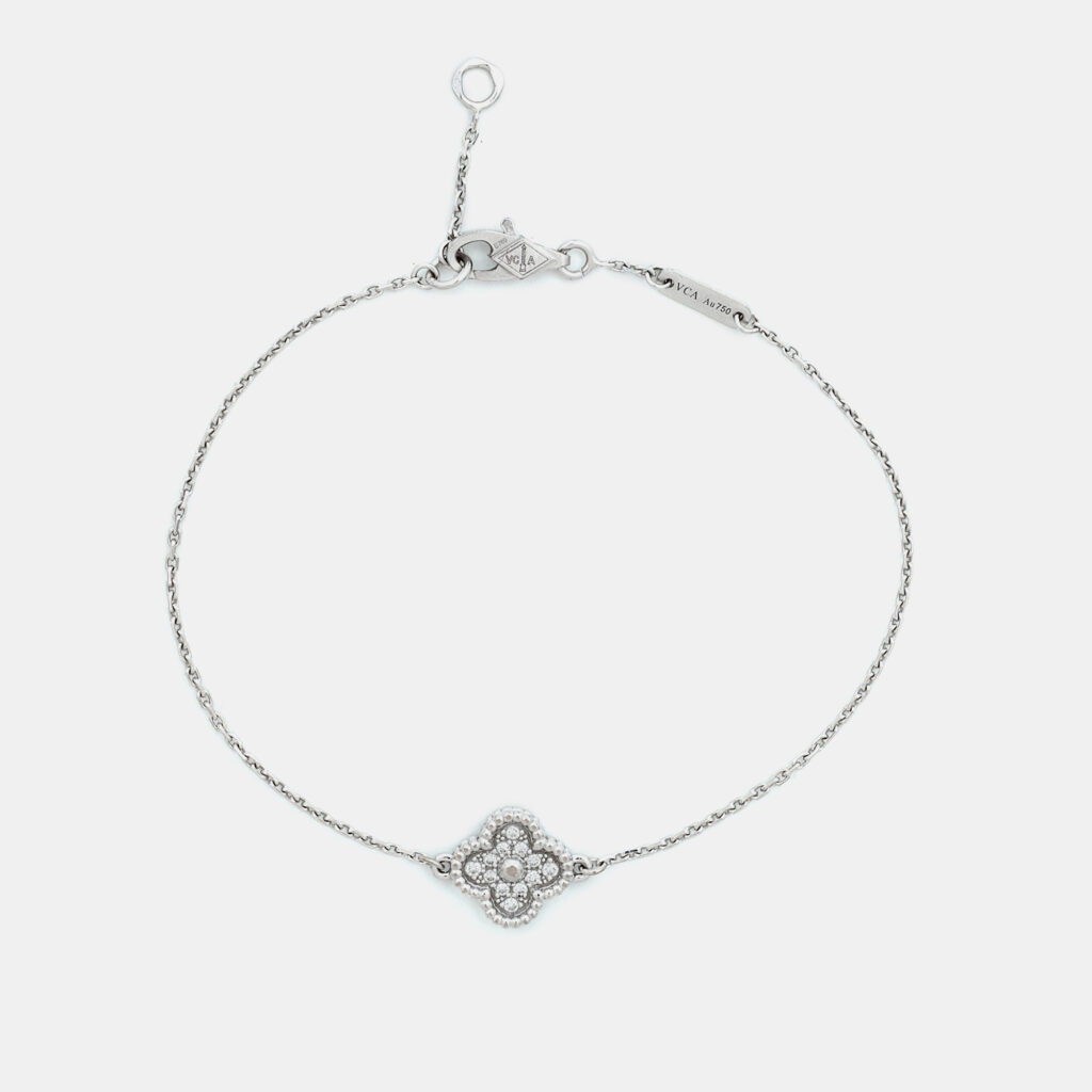 Van Cleef & Arpels Sweet Alhambra Diamonds 18k White Gold Bracelet