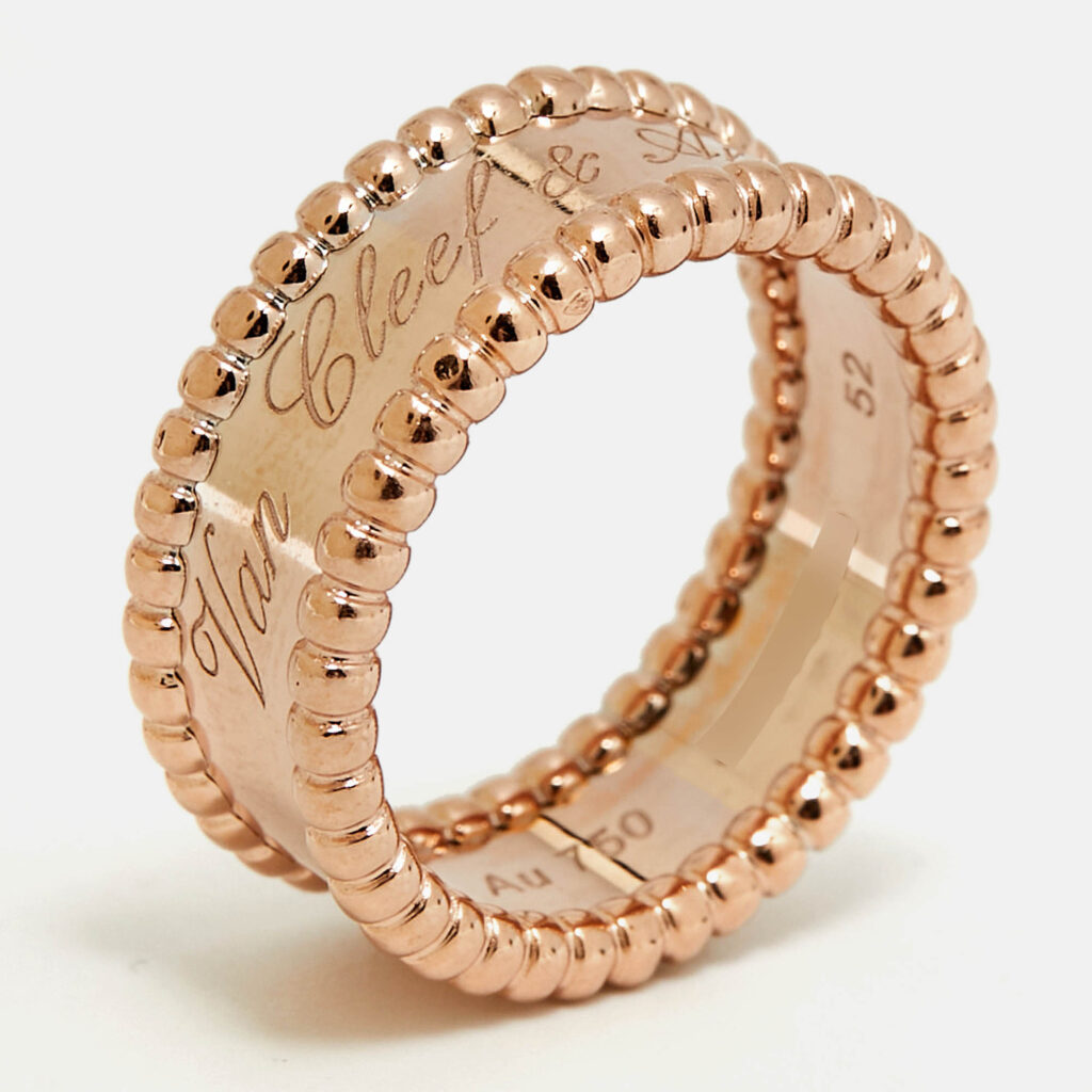 Van Cleef & Arpels Perlée Signature 18k Rose Gold Ring Size 52 Van Cleef & Arpels Perlée Signature 18k Rose Gold Ring Size 52