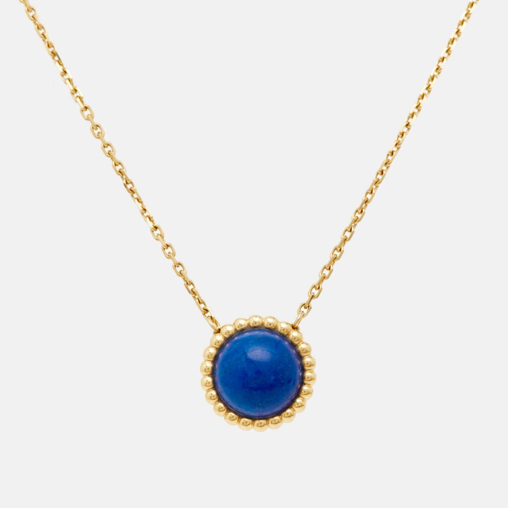 Van Cleef & Arpels Perlée Couleurs Lapis Lazuli Cabochon 18k Yellow Gold Pendant Necklace Van Cleef & Arpels Perlée Couleurs Lapis Lazuli Cabochon 18k Yellow Gold Pendant Necklace