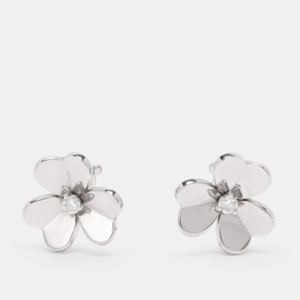 Van Cleef & Arpels Frivole Diamond 18k White Gold Mini Model Earrings Van Cleef & Arpels Frivole Diamond 18k White Gold Mini Model Earrings