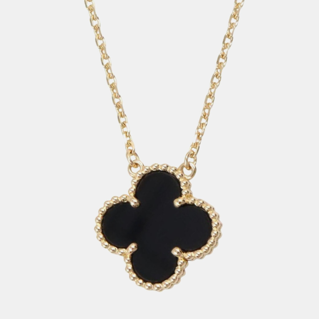 Van Cleef & Arpels Vintage Alhambra Onyx 18K Yellow Gold Necklace Van Cleef & Arpels Vintage Alhambra Onyx 18K Yellow Gold Necklace
