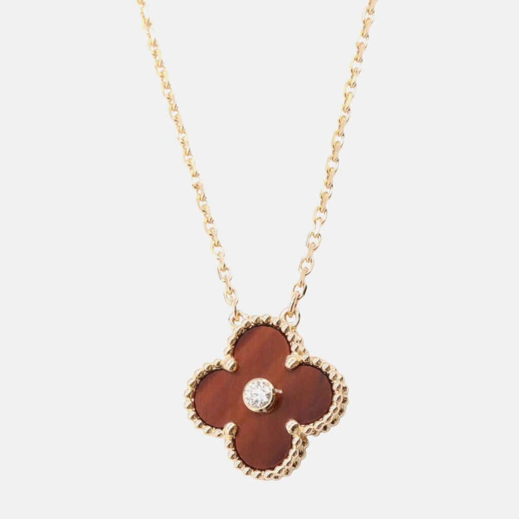 luxury-women-van-cleef-and-arpels-used-fine-jewelry-p1244033-005-1.jpg Van Cleef & Arpels Vintage Alhambra 18K Rose Gold Bullseye Diamond Necklace