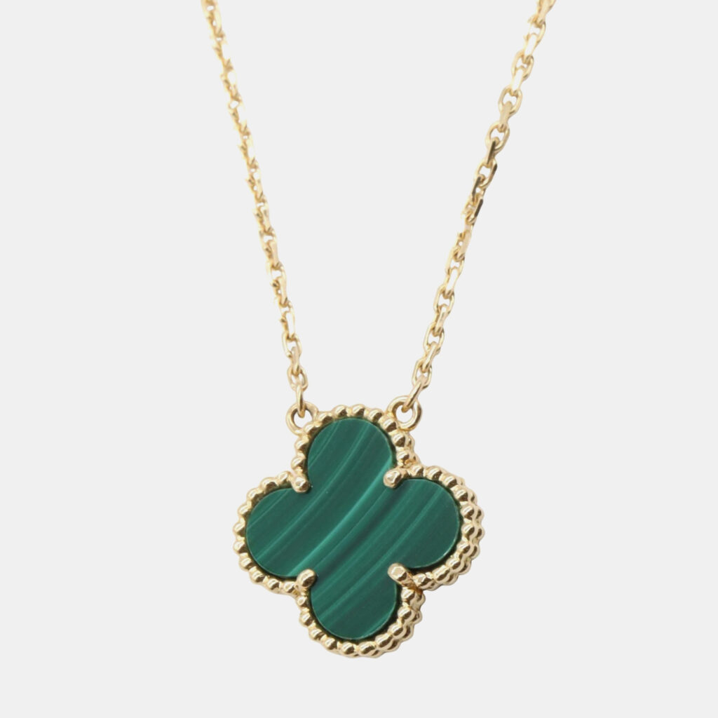 Van Cleef & Arpels Vintage Alhambra Malachite 18K Yellow Gold Pendant Necklace