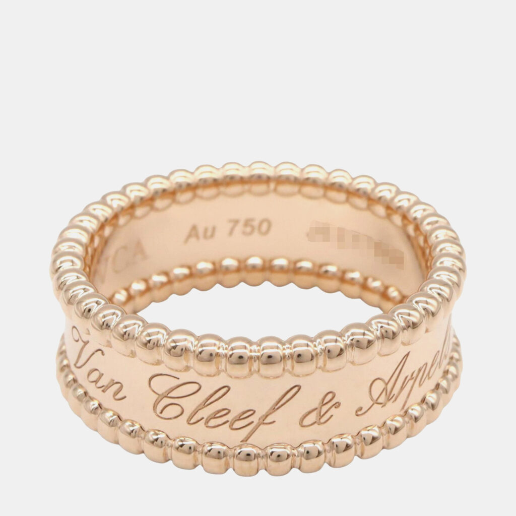 Van Cleef & Arpels Perlee 18K Rose Gold Band Ring EU 57 Van Cleef & Arpels Perlee 18K Rose Gold Band Ring EU 57