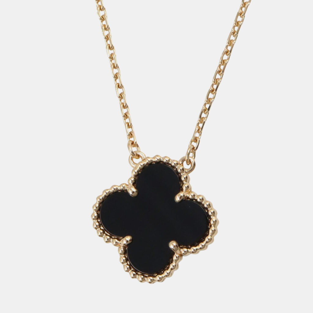 Van Cleef & Arpels Vintage Alhambra Onyx 18K Yellow Gold Necklace