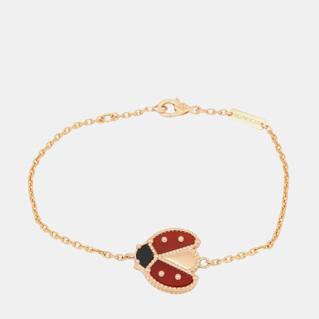 Van Cleef & Arpels Lucky Spring Open Wing 18K Rose Gold Carnelian Bracelet Van Cleef & Arpels Lucky Spring Open Wing 18K Rose Gold Carnelian Bracelet