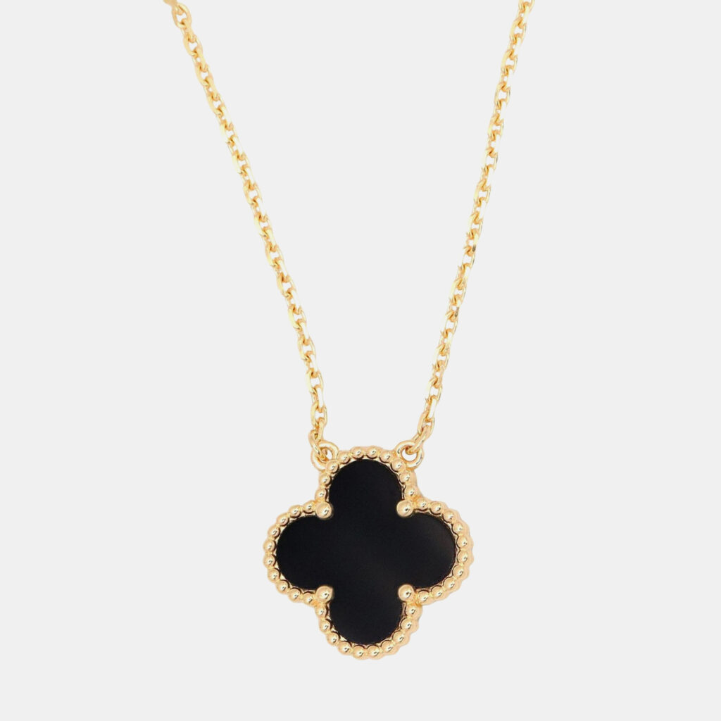 Van Cleef & Arpels Vintage Alhambra Onyx 18K Yellow Gold Necklace