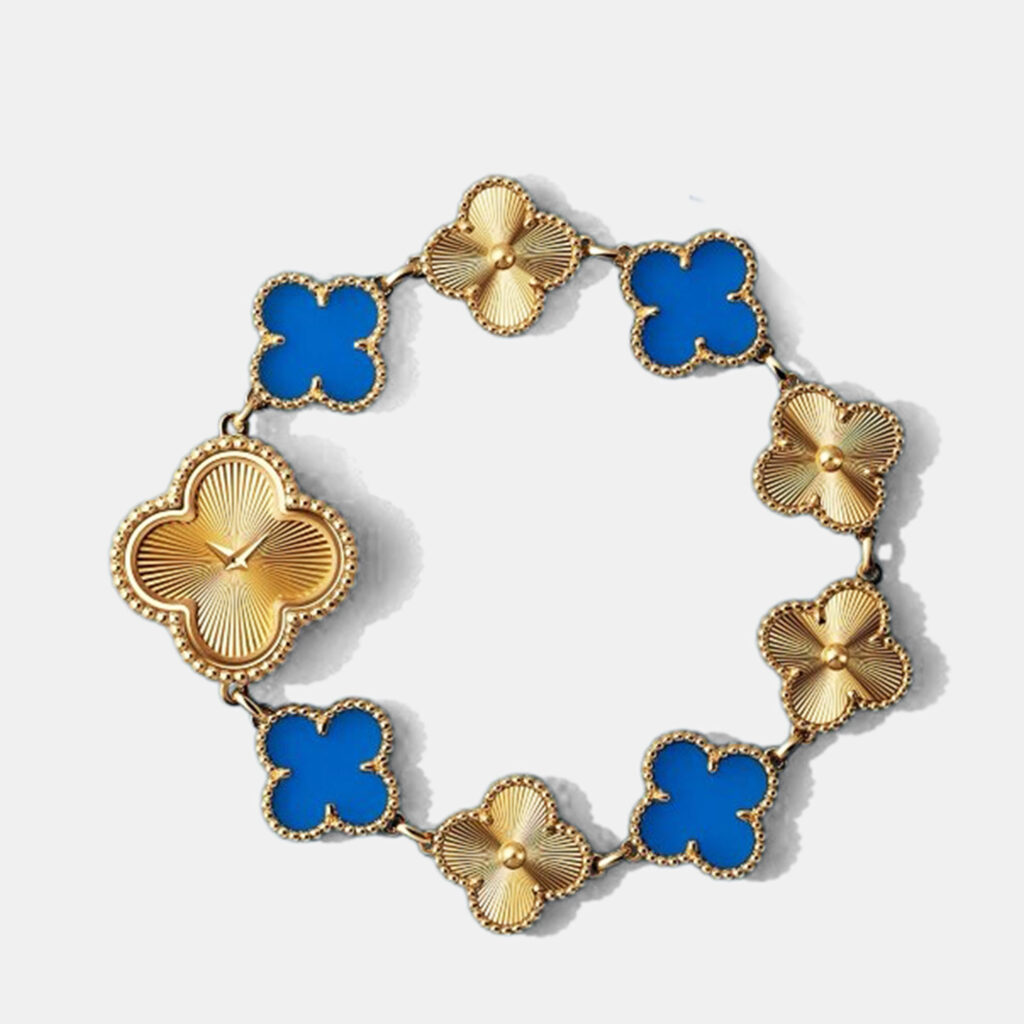 luxury-women-van-cleef-and-arpels-used-watches-p1249100-008.jpg Van Cleef & Arpels VCARPBLZ00 Alhambra Blue Agate Yellow Gold Quartz Watch 23 mm