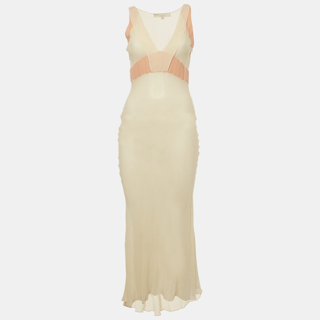 Vanessa Bruno Cream Silk Sleeveless Maxi Dress S